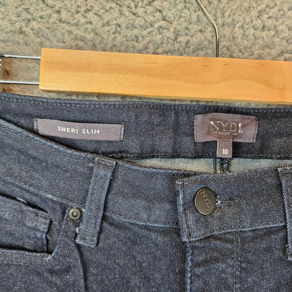 NYDJ Womens Sheri Slim Dark Blue with White Specks Denim Jeans sz 10 - Picture 5 of 11